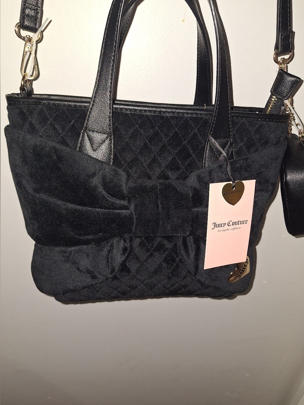 EXCLUSIVE Juicy Couture Black Quilted Velvet Bow Tote